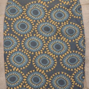 LuLaRoe Vibrant Blue and Gold Pencil Skirt